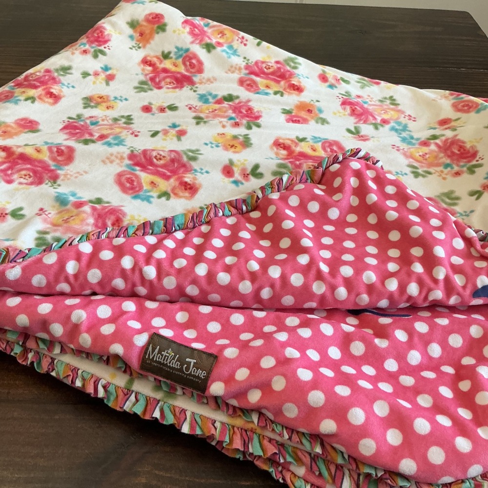 Matilda Jane Baby Milestone Blanket Pink Floral Polka Dot Ruffle Monthly 50x60